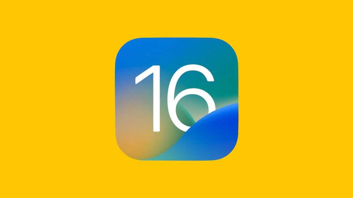 iOS16のロゴを表示したスマートフォン