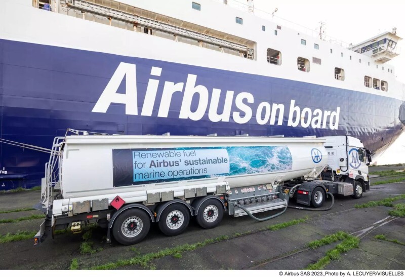 貨物船で再生可能ディーゼル燃料を使う（出典：Airbus）