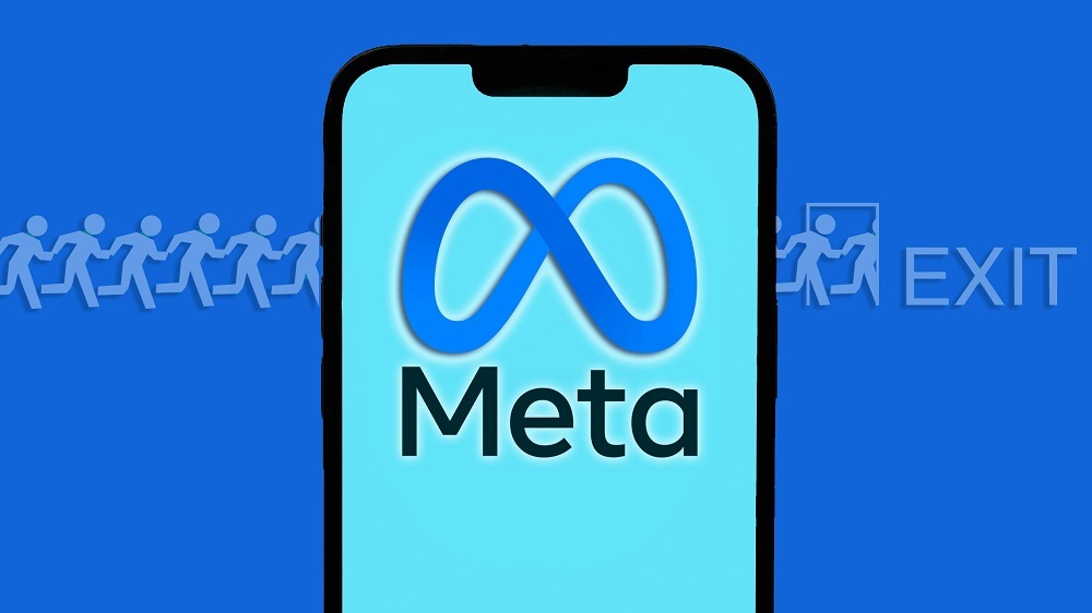 Metaのロゴを表示したスマホ