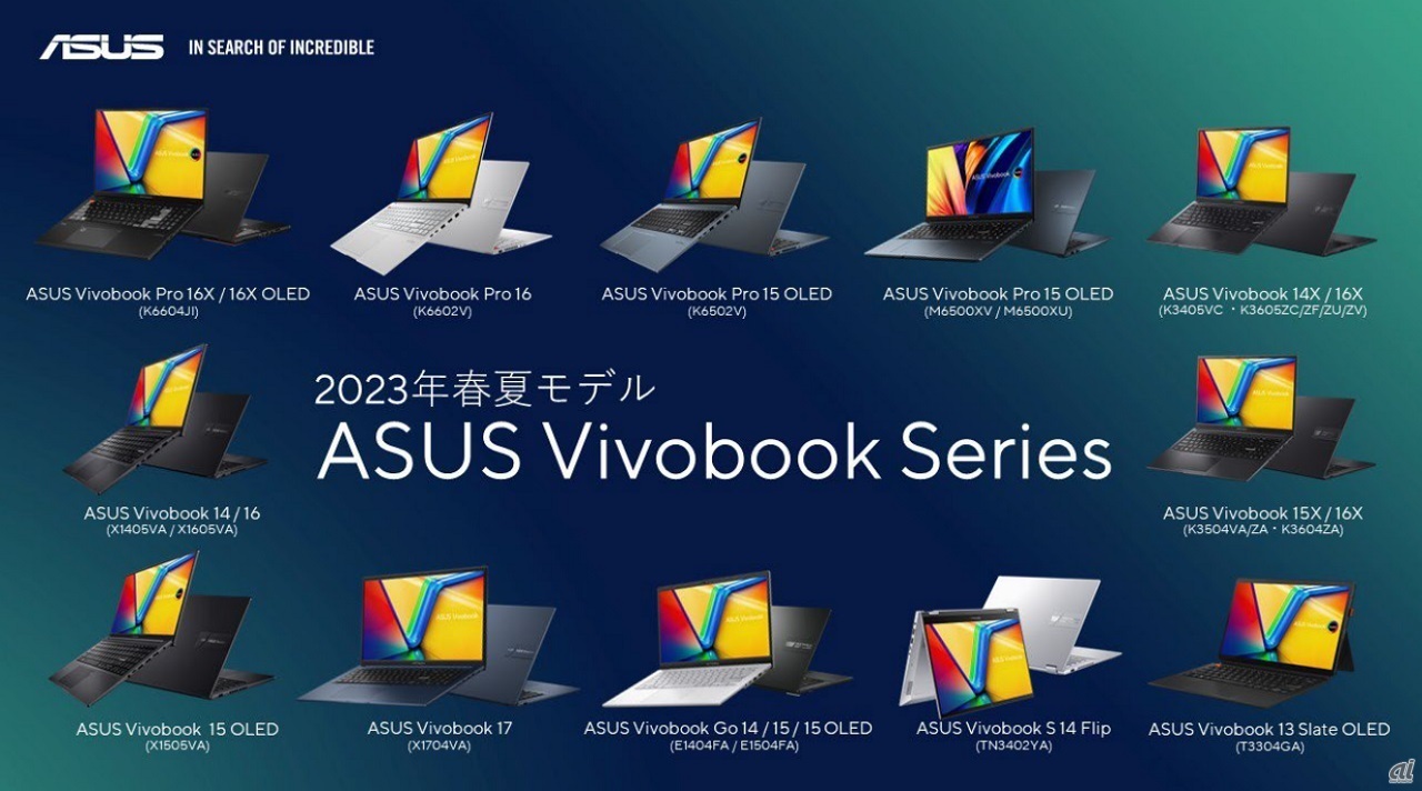 2023年春夏モデルとして展開するVivobookシリーズイメージ