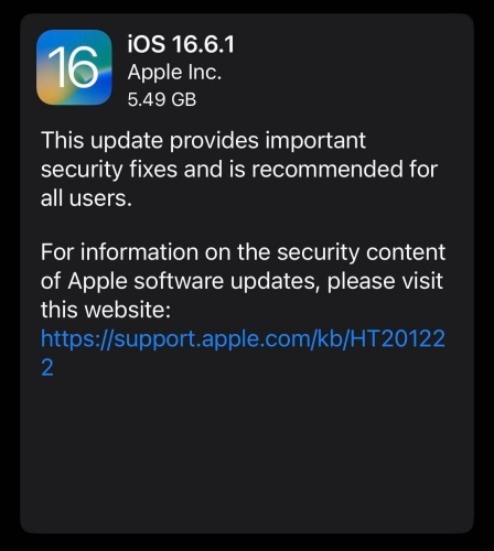 iOS 16.6.1のアップデート内容