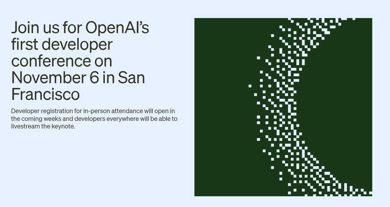 OpenAI DevDayの開催を伝えるウェブサイト