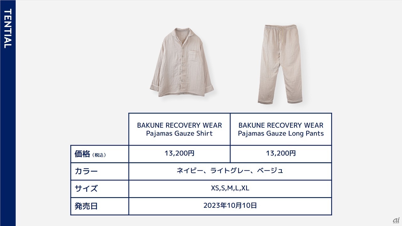 10月10日に発売する「BAKUNE Pajamas Gauze」