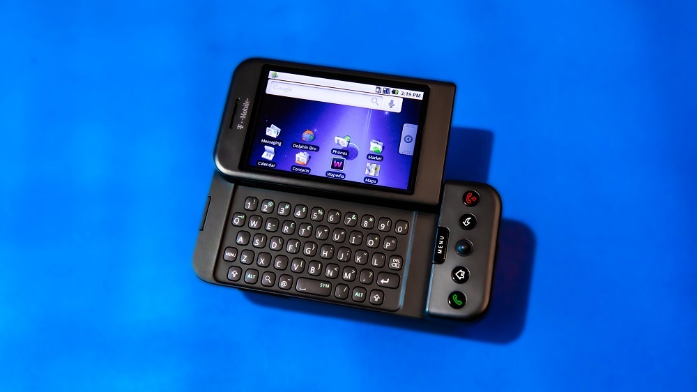 Android Marketなどのアイコンが表示されたT-Mobile G1/HTC Dream