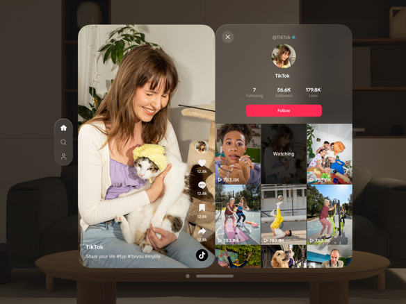 TikTok、アップルの「Vision Pro」向けアプリを公開--より没入感ある体験に