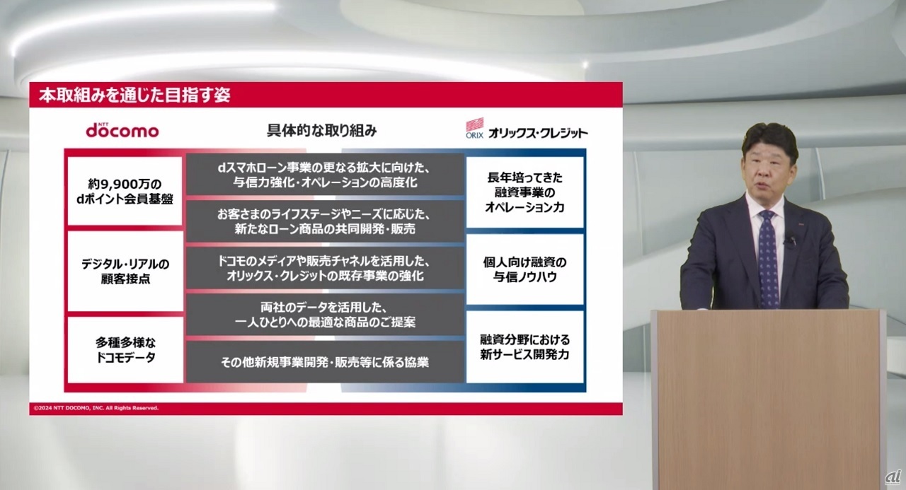 検討を進める5つの分野について説明する、NTTドコモ 執行役員 スマートライフカンパニー 統括長 江藤俊弘氏