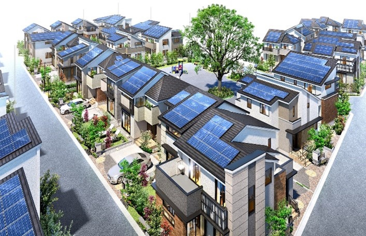 全住戸に太陽光発電パネルを搭載した「プラウド国立ガーデンシティ」完成予想図