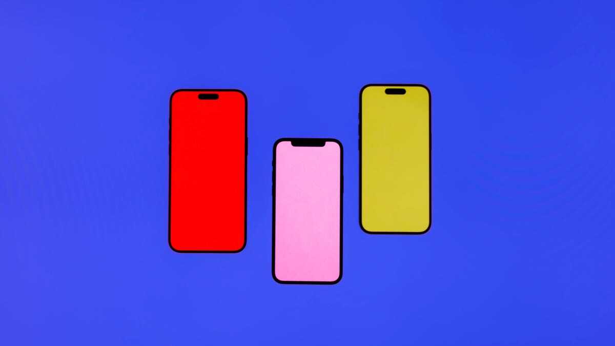 iPhoneっぽい3つのスマートフォンのイラスト