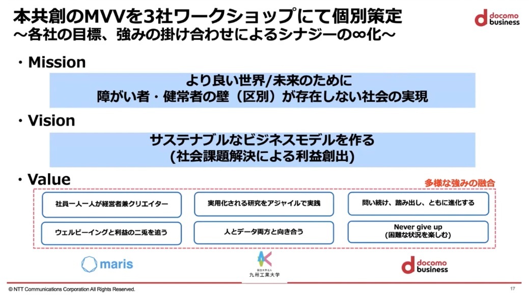 両社が策定した同共創におけるMVV