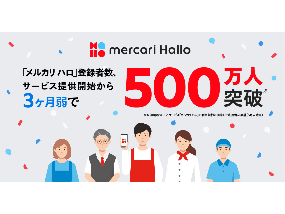 スポットワーク「メルカリ ハロ」、3カ月弱で登録者数500万人を突破--40代以上の登録者が約4割 - CNET Japan