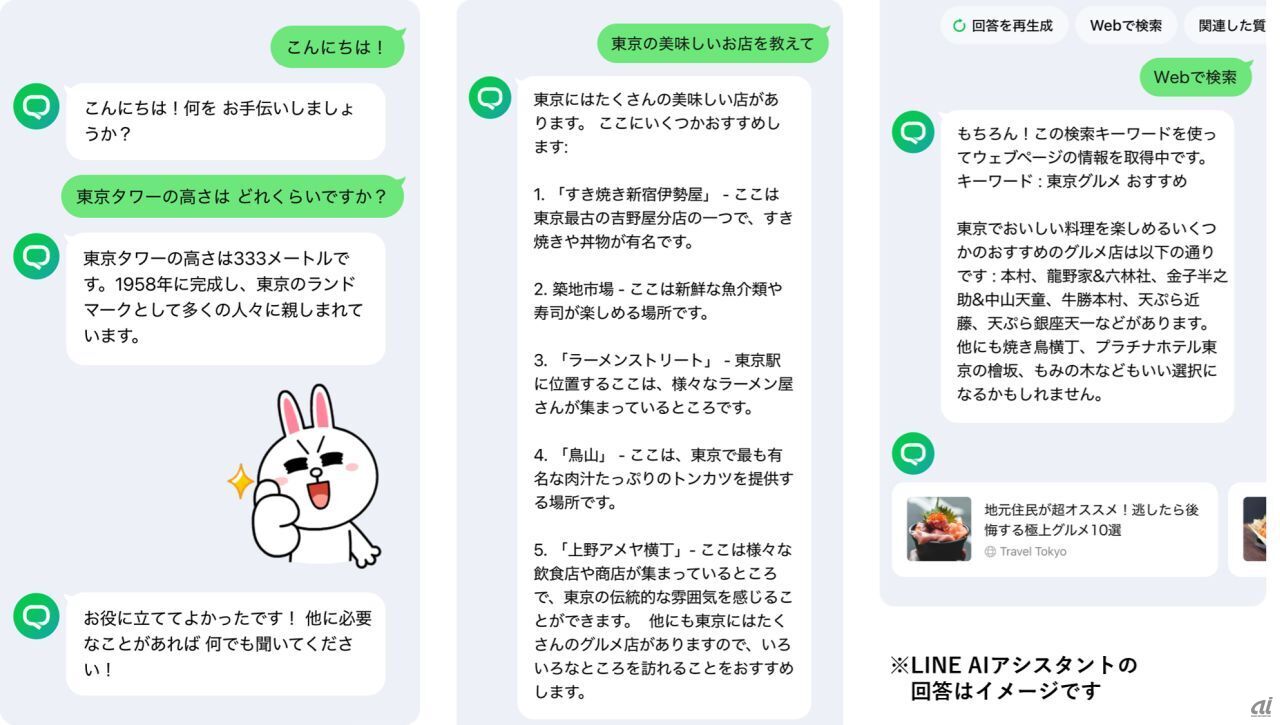 LINE AIアシスタント回答イメージ