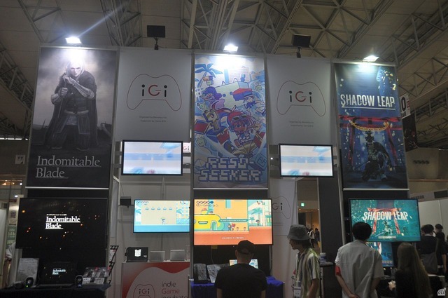 　インディゲームのためのインキュベーションプログラム「iGi」と、経済産業省主催のアクセラレーションプログラム「創風」の合同ブース。iGi第4期生や創風採択チームの作品のデモ版が展示されている。