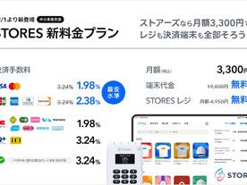 店舗向け「STORES 決済」、決済手数料を業界最安水準に--VisaとMastercardは1.98％