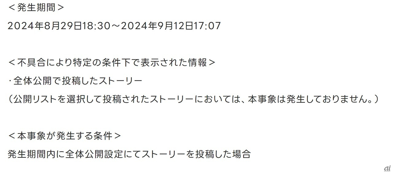 発生した期間、表示情報、発生条件