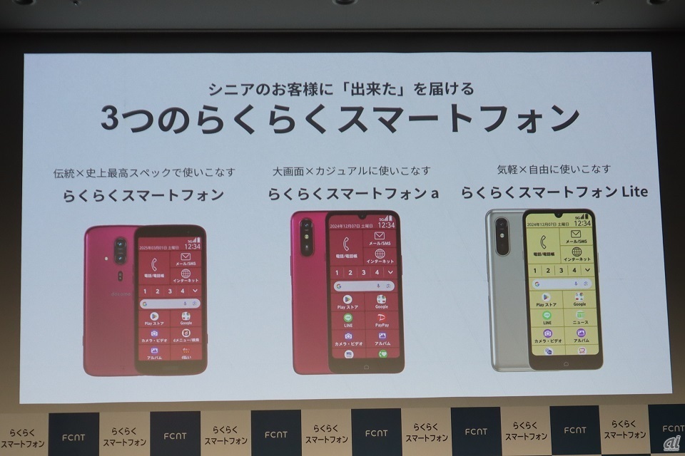 FCNT、「らくらくスマホ」3年ぶり新モデル--ワイモバイル向け、SIMフリーも用意 - CNET Japan