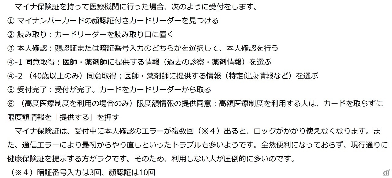 マイナ保険証で医療機関で受け付けした場合の手順