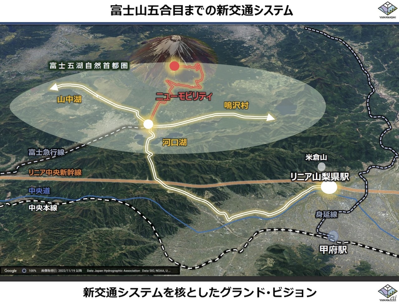 富士山北側エリアからリニア新駅へのアクセスを担う（提供：山梨県）