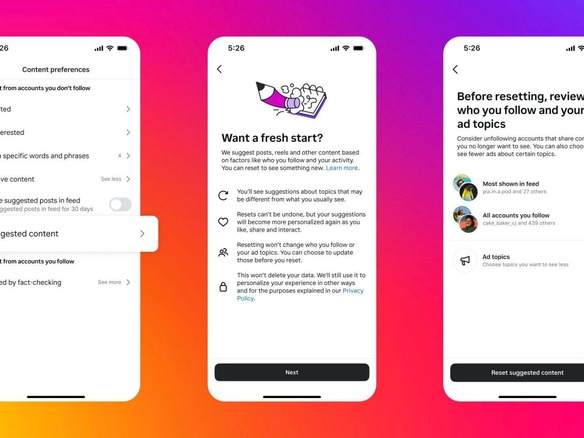 「Instagram」、おすすめをリセットする機能をテスト開始