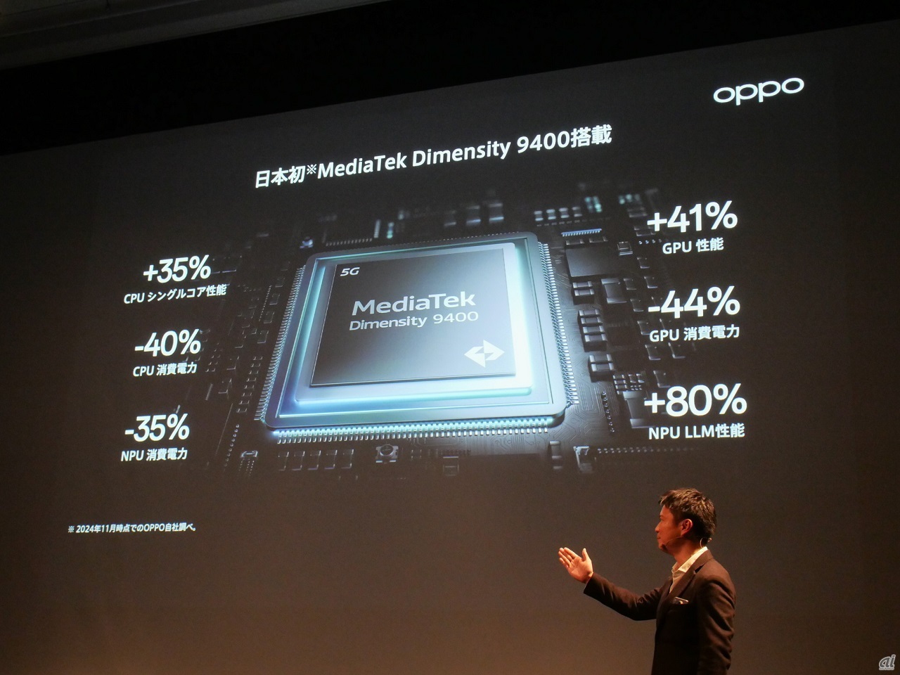 チップセットにはメディアテックの新しいハイエンド向けチップセット「Dimensity 9400」を採用している