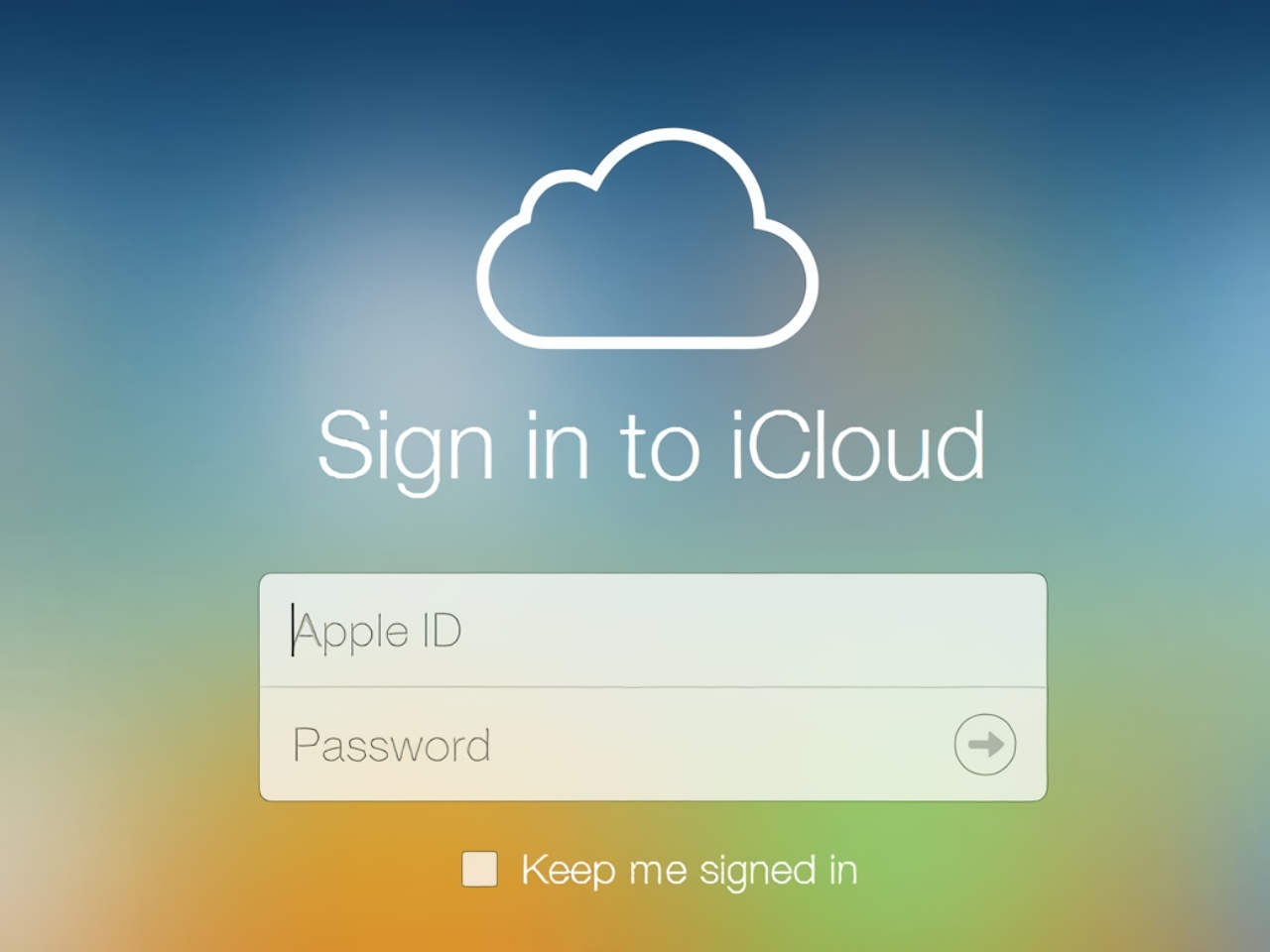 iCloudのログイン画面