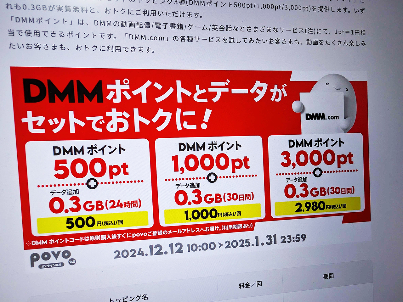 送料無料 店舗 KDDIの「povo2.0」、DMMポイントセットの新トッピング--0.3GB 脱毛・除毛