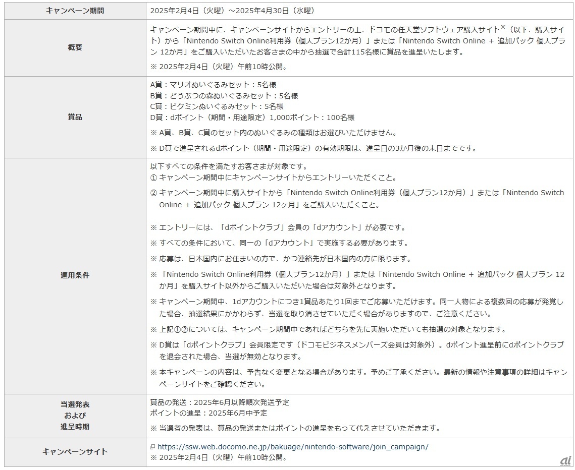 「爆アゲ 『Nintendo Switch Online』開始記念キャンペーン」の概要