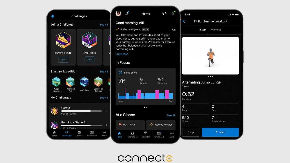 Garmin Connect+のアプリ画面