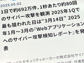 サイバー攻撃、1日あたりの最高検知数は約692万件--CSCが25年1～3月調査、1秒では約80回