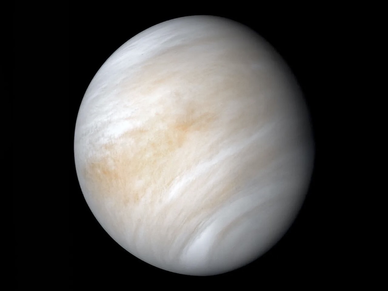 1974年にNASAのマリナー10号が撮影した金星。ソ連の「コスモス482」は結局、この星へたどり着くことはなかった。 （NASA/JPL‑Caltech）