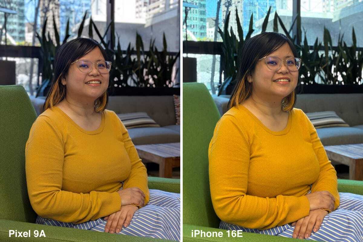 黄色いセーターを着た人物の写真