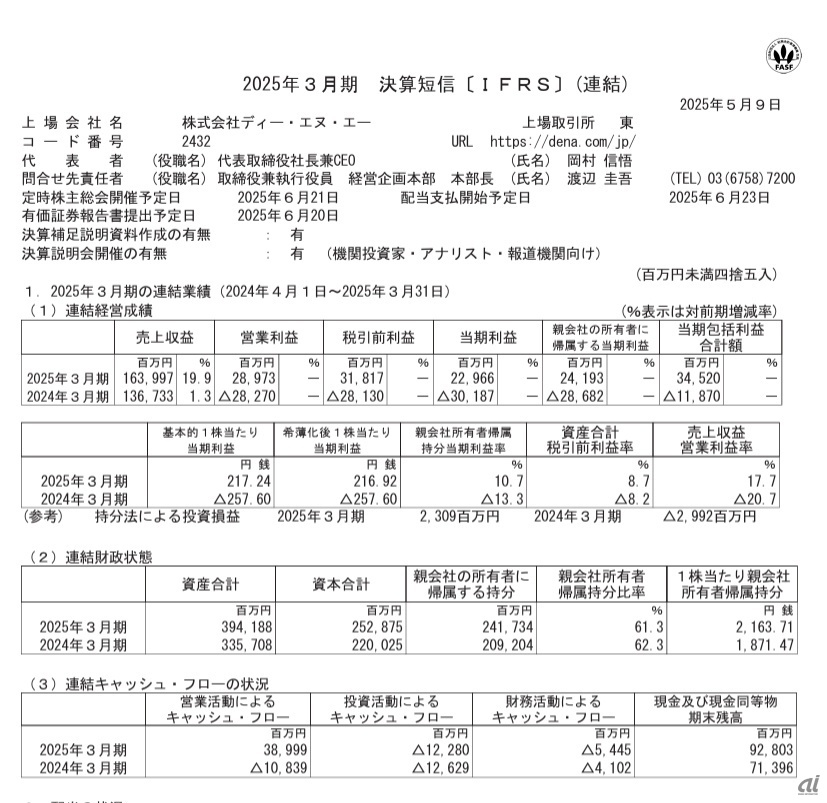 2025年3月期 決算を発表