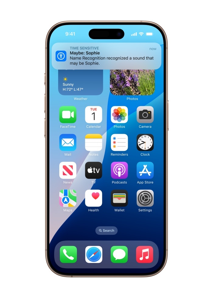 Name Recognitionの通知が表示されたiPhone
