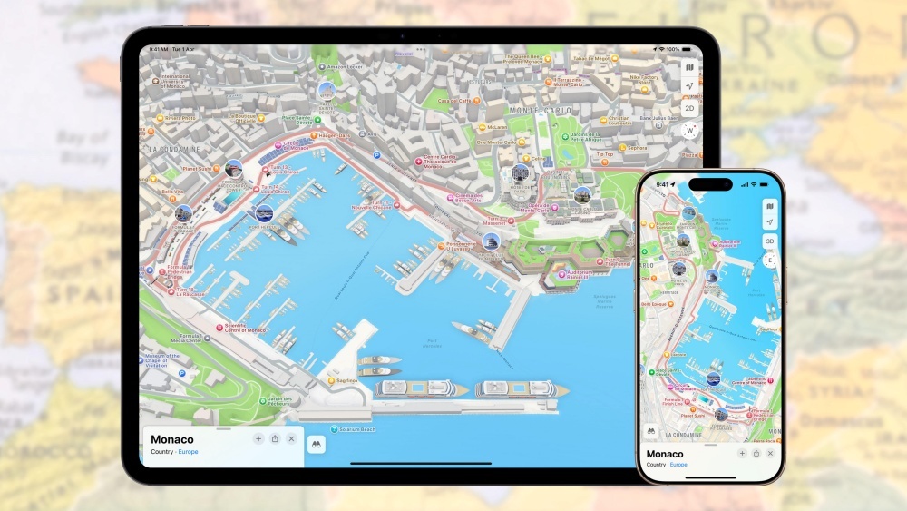 Appleのマップに表示されたF1モナコGPのコース