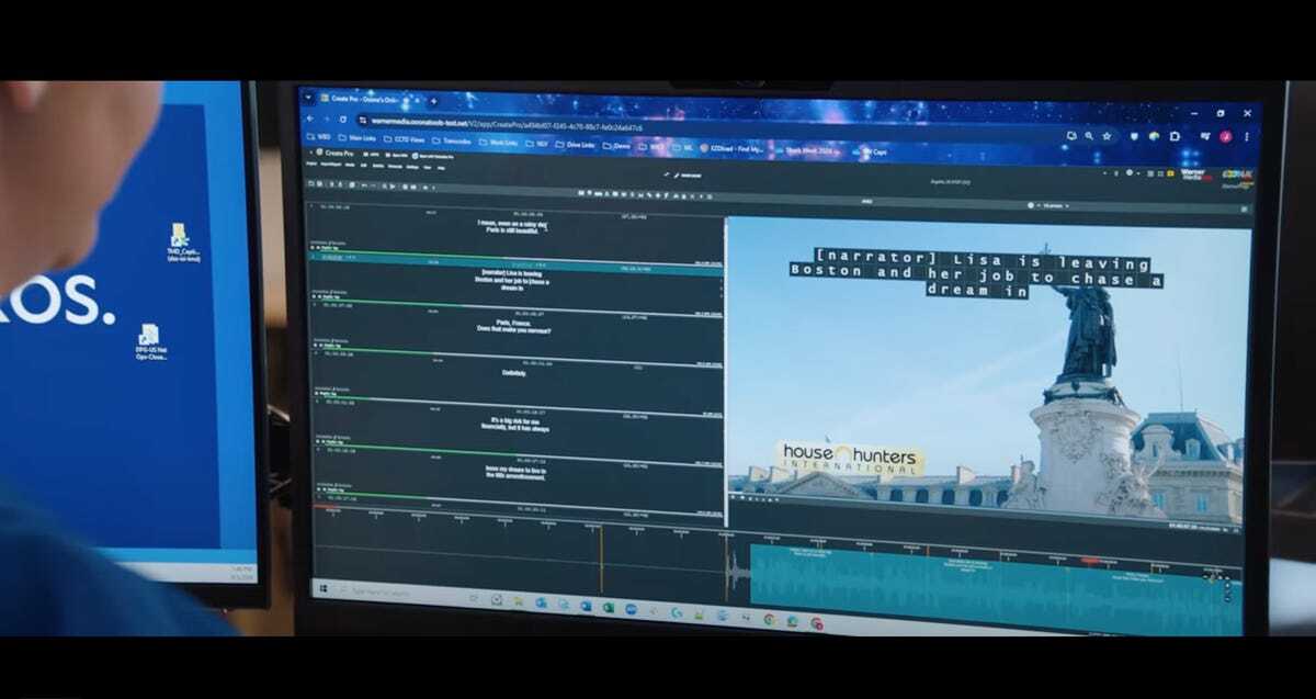 画面に映像と字幕が表示された様子