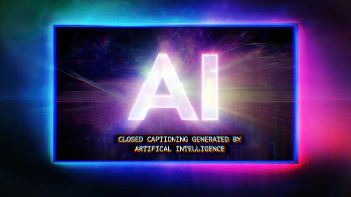 大きく「AI」と表示された画面に字幕が表示された様子