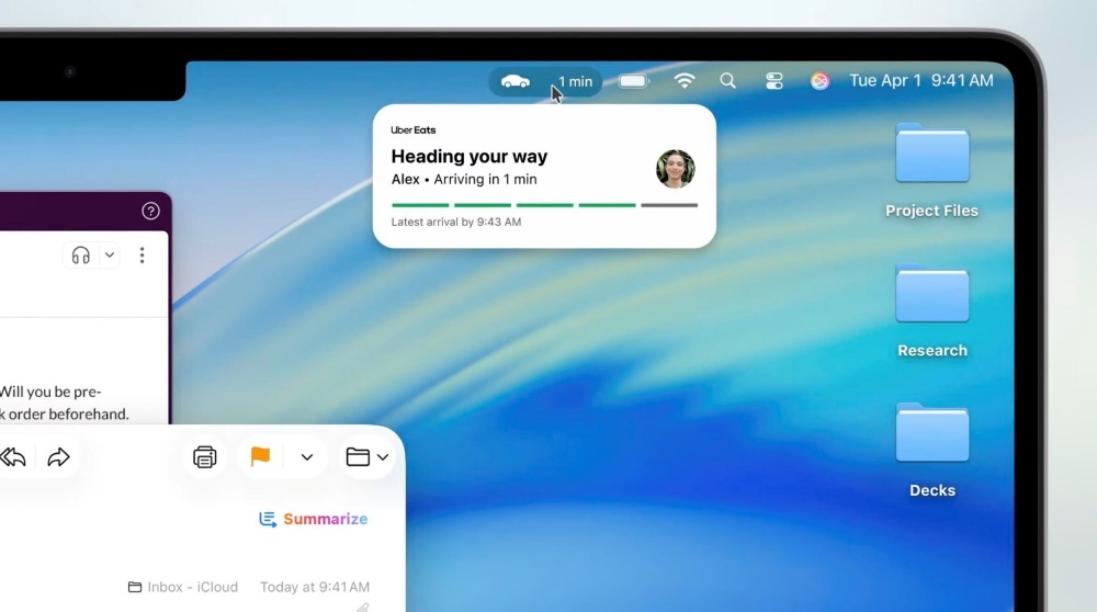 Macの画面に表示されたライブアクティビティ
