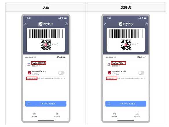 「PayPay銀行残高」は「PayPayデビット」に名称変更　6月25日から