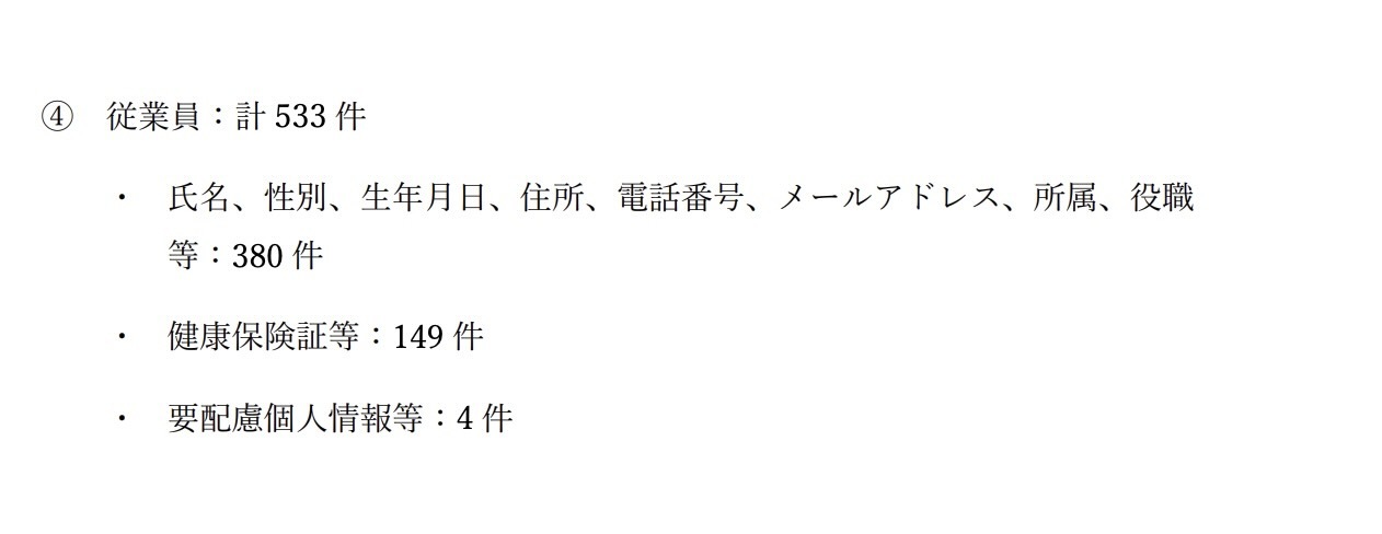 流出した可能性のある個人情報2