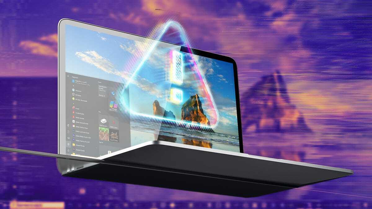 Windows 10搭載PCと要注意を示すマークのイラスト