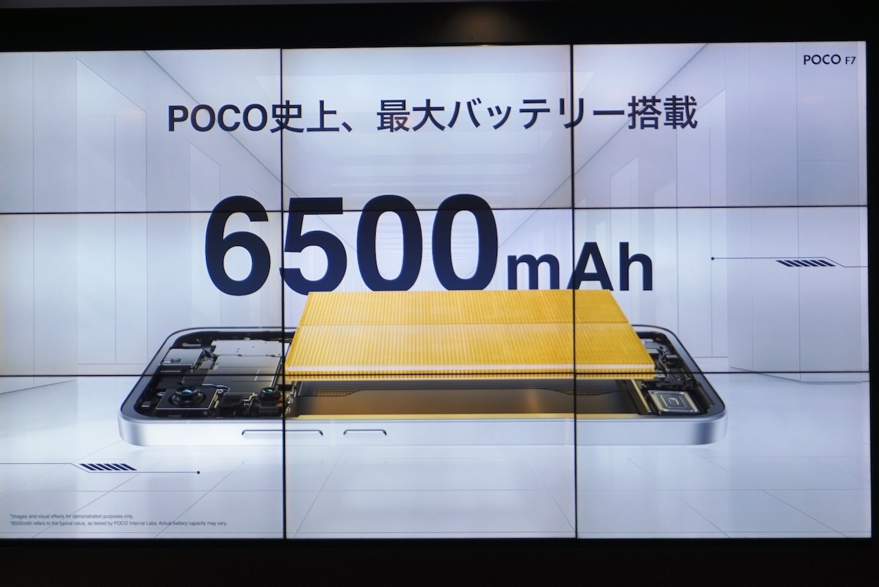 ほとんどのスマホより大容量な6500mAhのバッテリーを搭載
