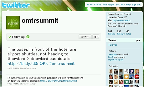 Omniture Summit 2010の公式アカウント「@omtrsummit
