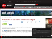 Wikimedia： Wales’ editor position unchanged | Geek Gestalt - CNET News