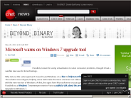 Microsoft warns on Windows 7 upgrade tool | Beyond Binary - CNET News