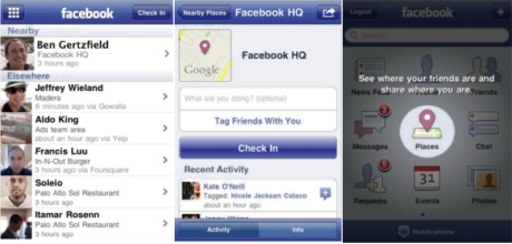 Facebookの新機能Placesは、アップデートされた同社iPhoneアプリに表示される。