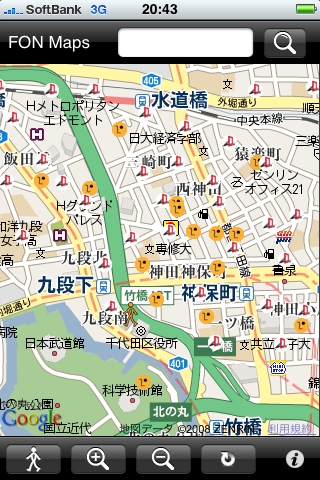 iPhoneアプリ版の「FON Maps」