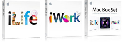「iLife'09」「iWork'09」「Mac Box Set」