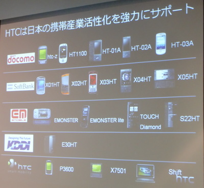HTC Nipponのラインアップ。多くのキャリアに端末を供給