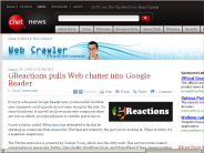 GReactions pulls Web chatter into Google Reader | Web Crawler - CNET News