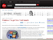 Windows 7 to get New York launch | Beyond Binary - CNET News