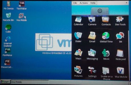  VMwareは、同社仮想化ソフトウェアを使って、「Windows CE 6.0」を使用している携帯電話でGoogleの「Android」OSも実行できることを示した。